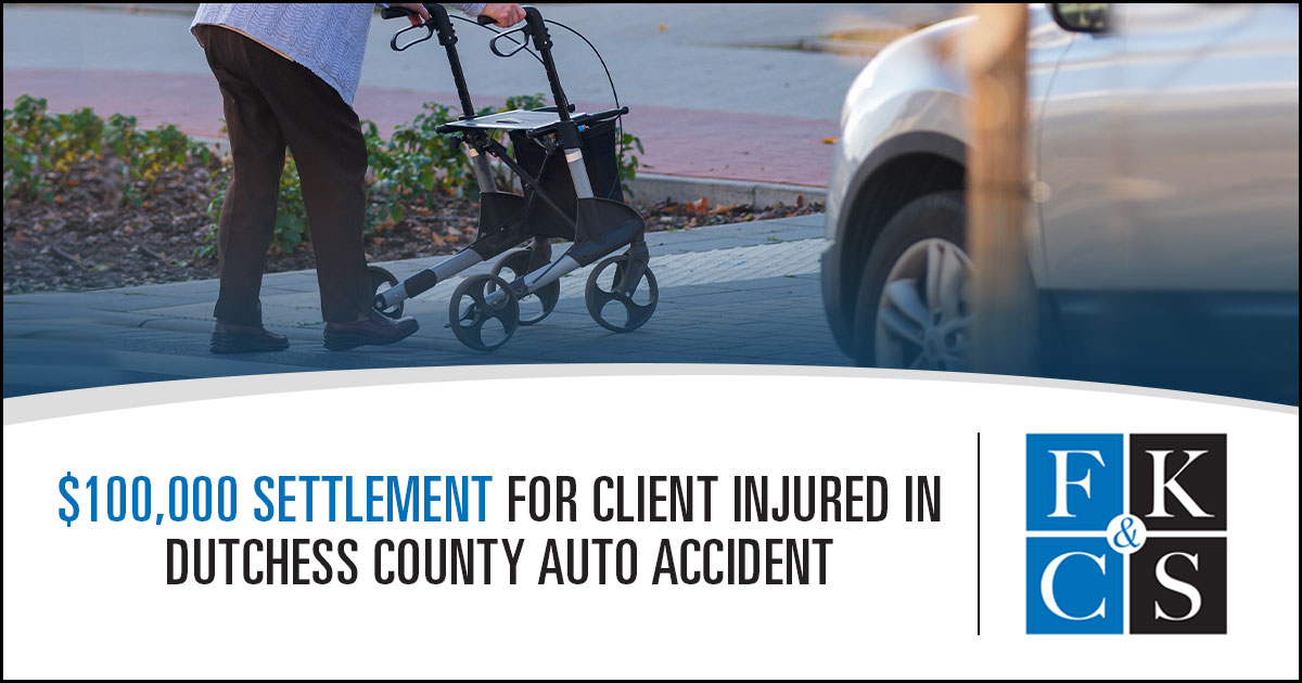 $100,000 Settlement for Client Injured in Dutchess County Auto Accident